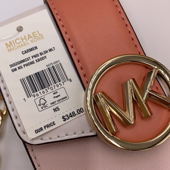 MICHAEL KORS Carmen Small Color-Block  Phone Crossbody Bag POWDER BLUSH MULTI - Picture 16 of 16